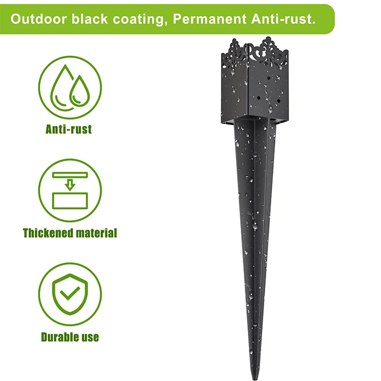 JH-Mech Posts Base Plates Customized Decorative Heavy Duty Outdoor Ground Spike Post Base for Mailbox Fence Stakes