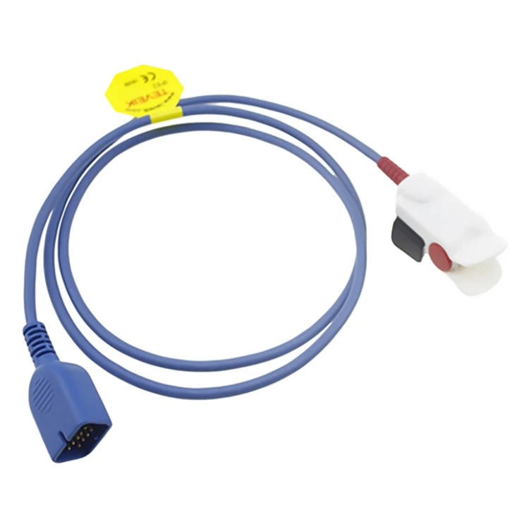 TEVEIK original adult finger clip spo2 sensor cable for Nihon Kohden 9pin