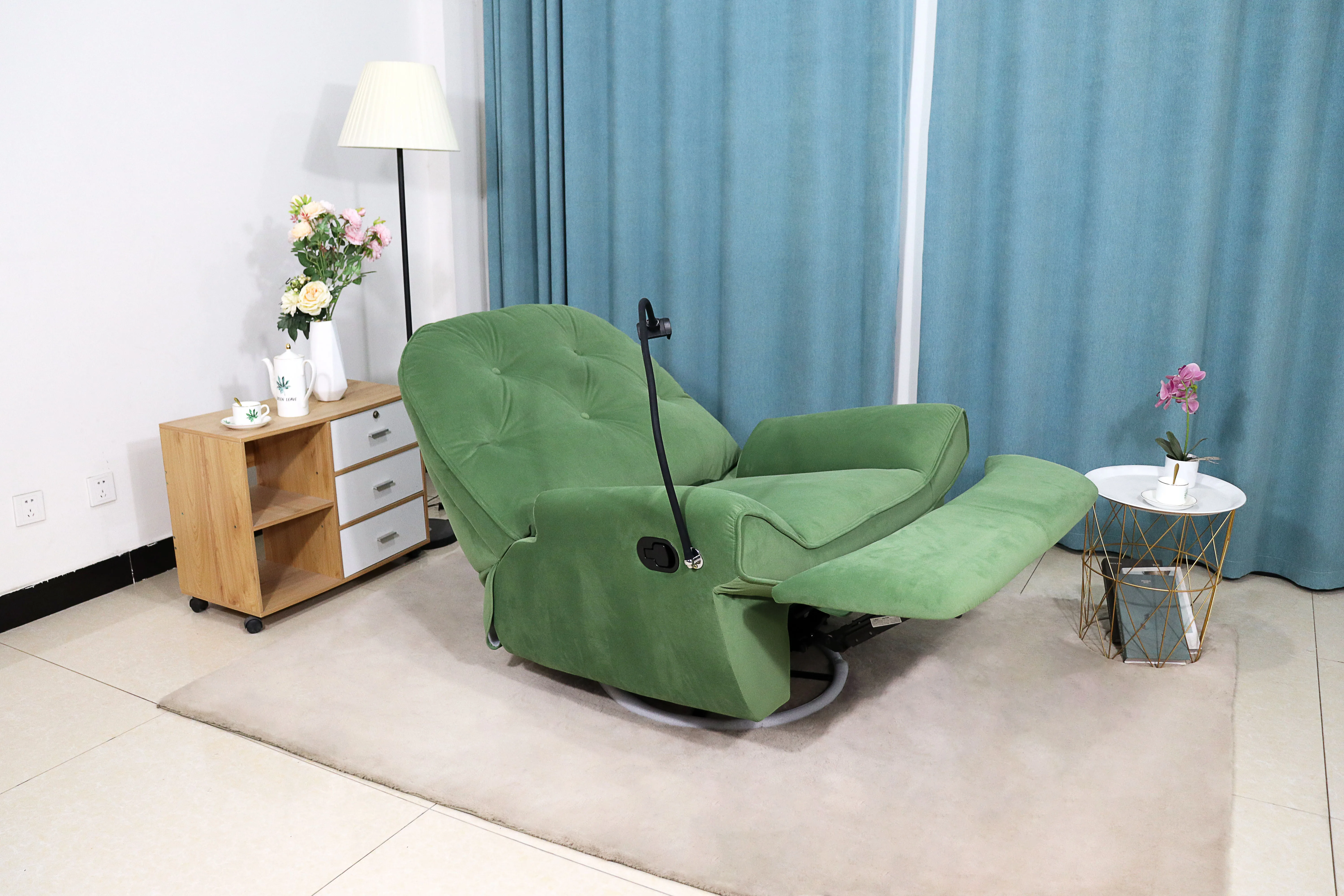 MEIMIN New Fabric Function  Modern Leisure Swivel Rocking Recliner Chair Sofa with Phone Holder