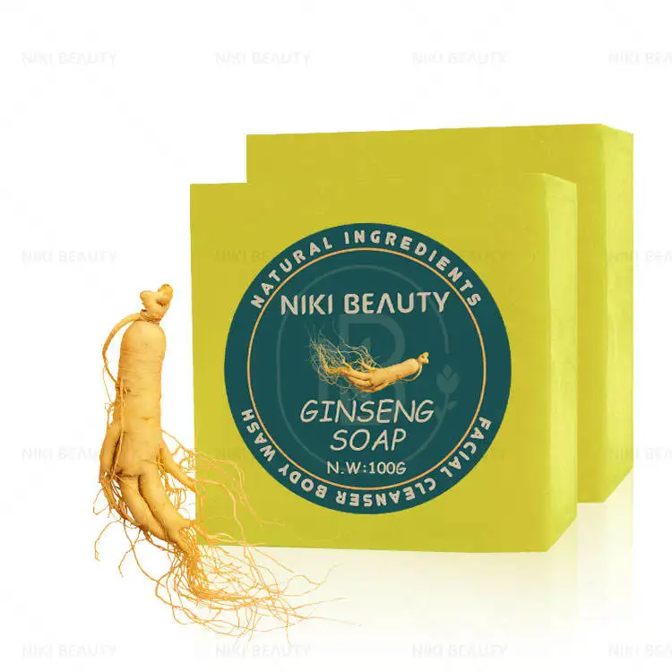 100G Handmade Natural Organic Skin Care Bright White Spots Removing Face Ginseng Soap
