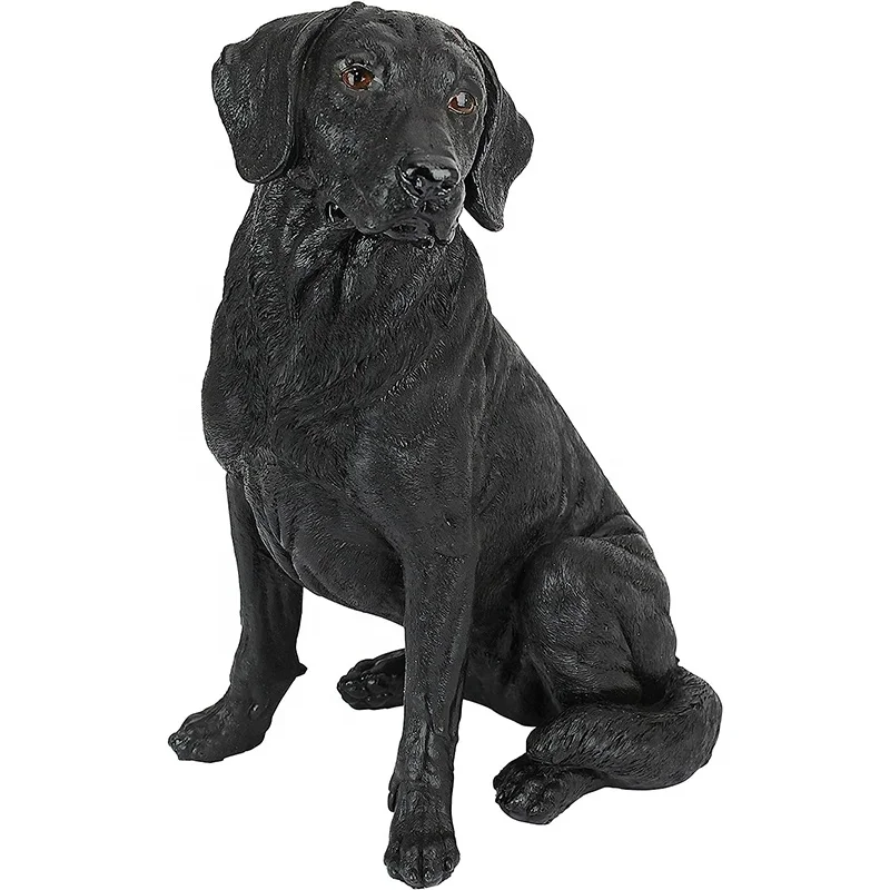 Wholesale custom craft home decor pet  dog statue Realistic 3D resin black Labrador retriever sculpture
