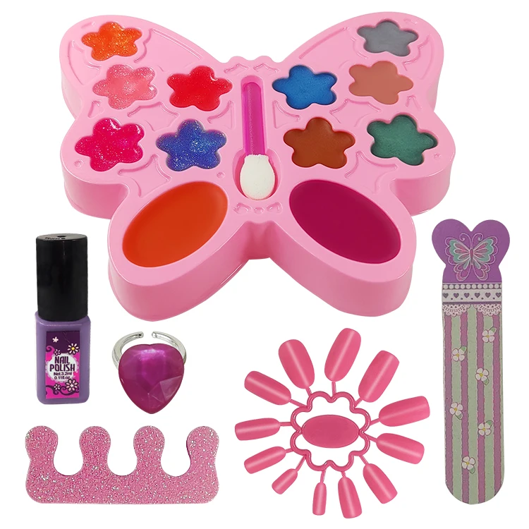 Pretend Play Makeup Toy Set Beauty Princess Dressing Table and Suitcase 2 in 1 Gift for Girls Kids Children Pink Style Origin