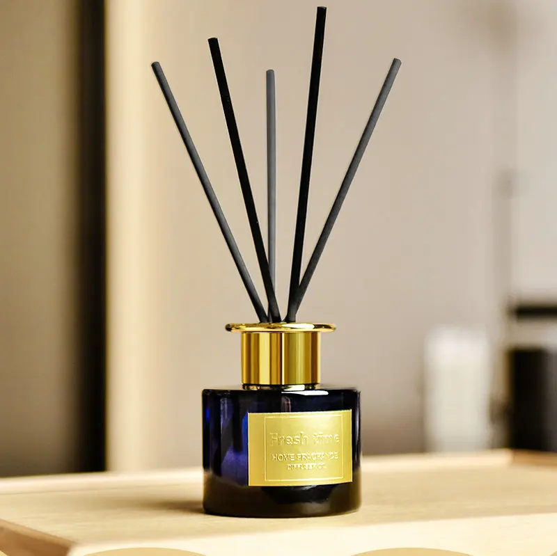 Avertan empty round glass amber 120ml perfume reed diffuser bottle with stopper for aromatherapy aroma