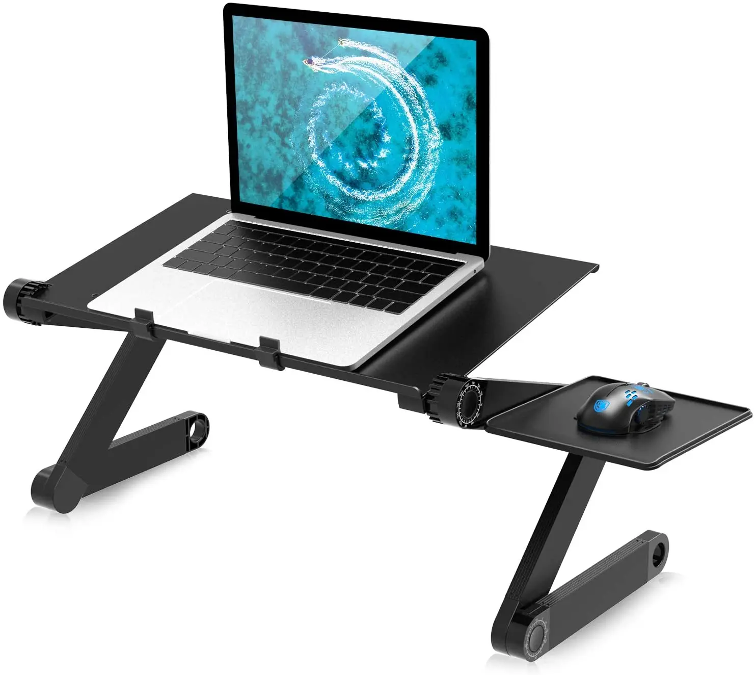 Leadingplus 360 Adjustable Computer PC Desk Table Portable for Home Office Laptops Macbook Stand Laptop Holder With Mouse Pad