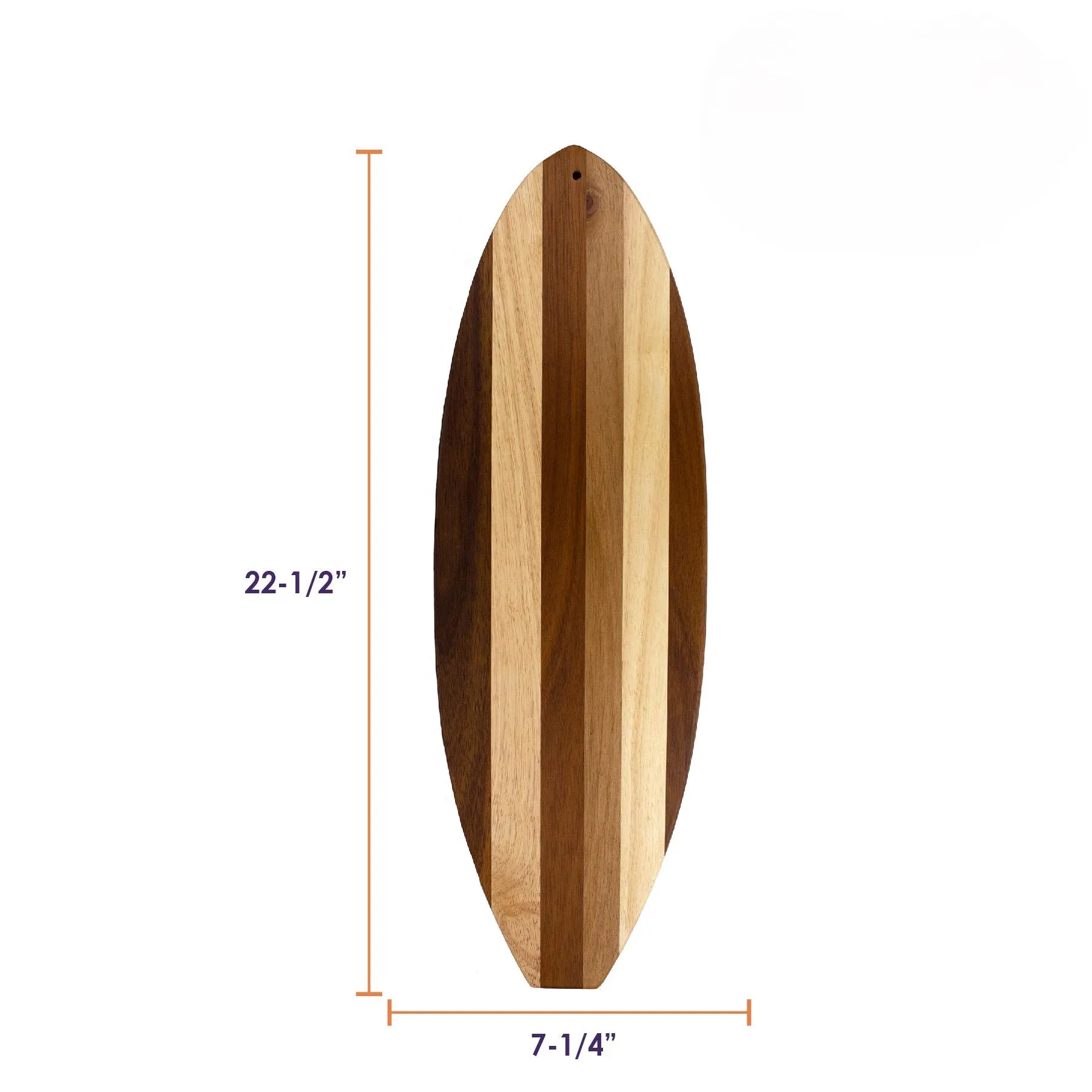 Bamboo Rock & Branch Series Shiplap Surfboard Shaped Wood Serving and Cutting Board | Great for Wall Art