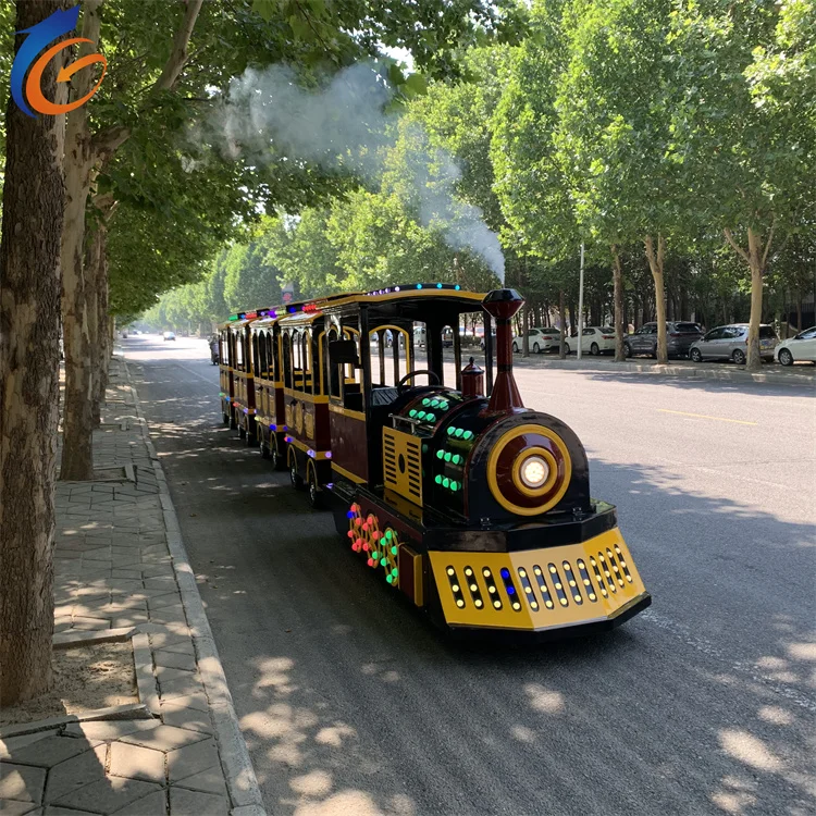 Tourist Attraction Big Sightseeing Trackless Road Steam Effect Tour Train Ride for Adult on sale