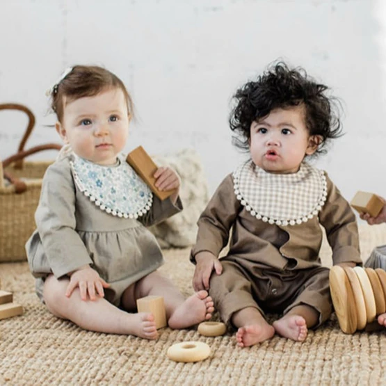 Моющиеся мягкие регулируемые Реверсивные детские нагрудники унисекс из пеньки и хлопка