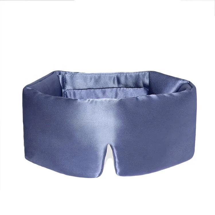 Hot Selling Luxury Large Size Silk Sleep Eyemasks With Adjustable Magic Tape Strap Silk Eye Cover For Sleep Travel