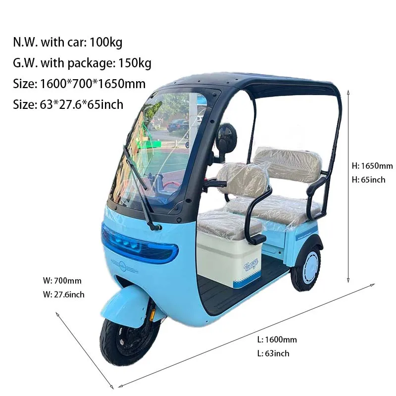 Popular Electric Tricycle Adult Passenger Electric Rickshaw Household Electric Tuk Tuk Car