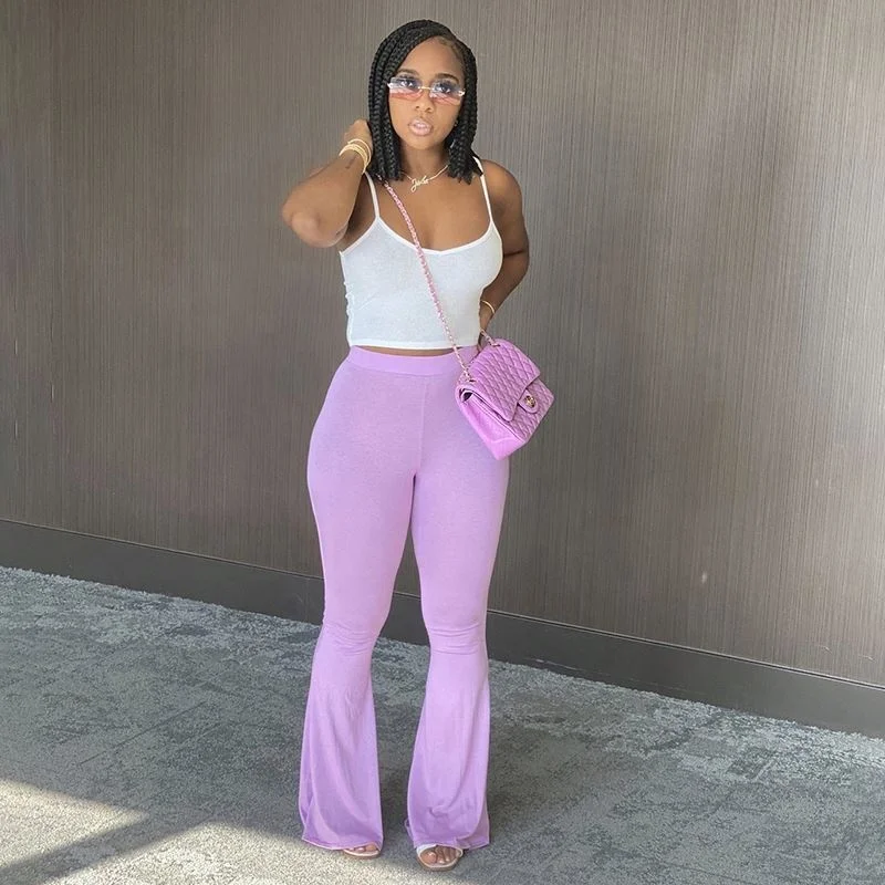 
Factory Direct High Quality Ladies Bell Bottoms Solid Color Stretch Long Outdoor Flare Spring Women Pants With Wholesale Price 