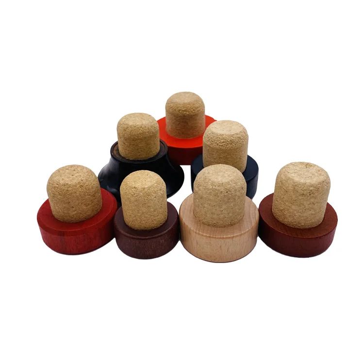Hot Sell Customized luxury wooden bar top cap T shape wine / spirits synthetic cork bottle stopper