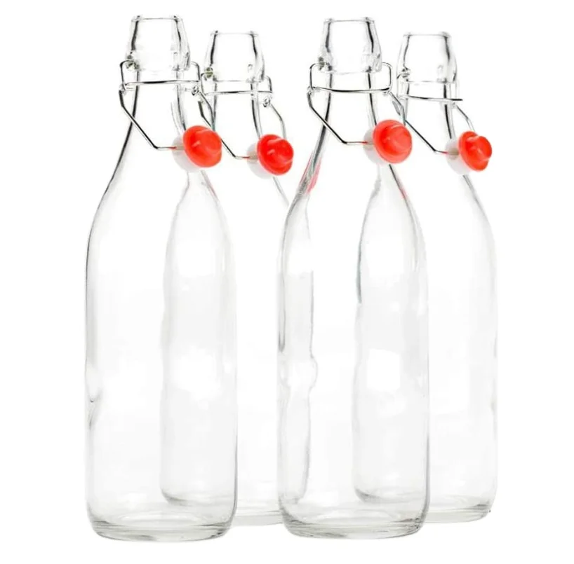 
500ml Round Square Swing Top Grolsch Glass Bottles 16oz CLEAR For Brewing Kombucha Kefir Beer 