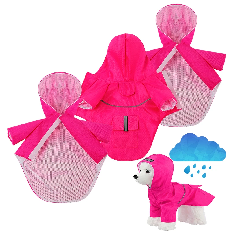 COLLABOR Small Dog Rain Coat Clothes Waterproof Pet Poncho Rain Wear Dog Reflective Coat