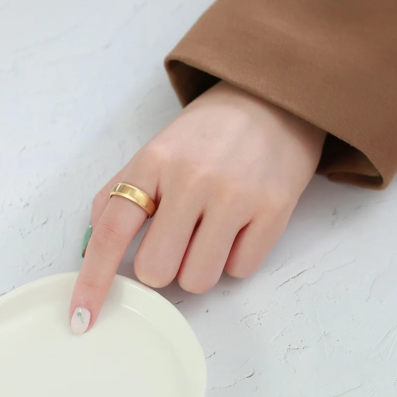 Fashion Jewellery Men Gold Black Blue Silver Brushed Finish Stainless Steel 6mm Minimalist  Rings