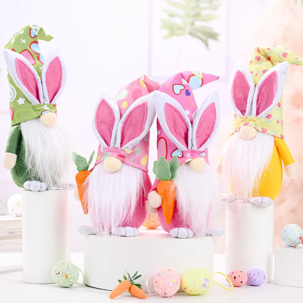 The Easter bunny hug carrots long hat color gnome doll doll elves furnishing articles home decoration products