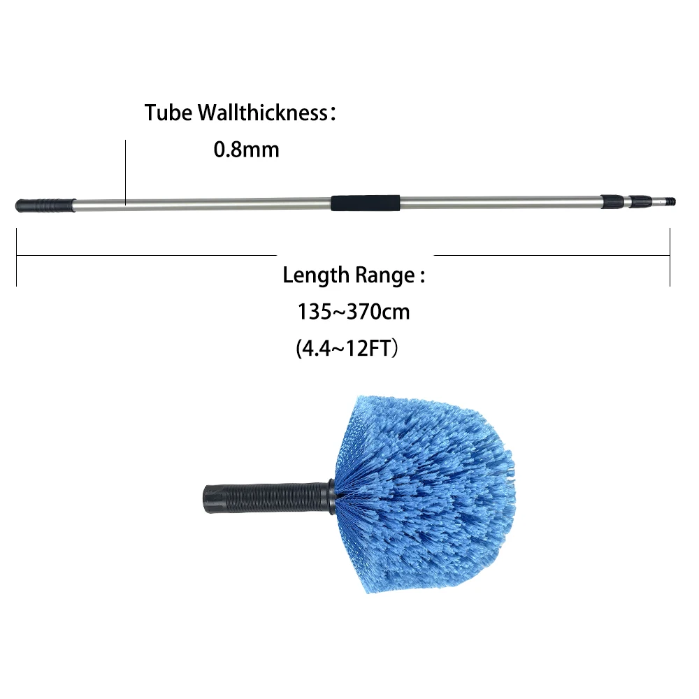 Qiyun Indoor long reach round professional cobweb duster brush with extension pole for high ceiling spider web cleaning