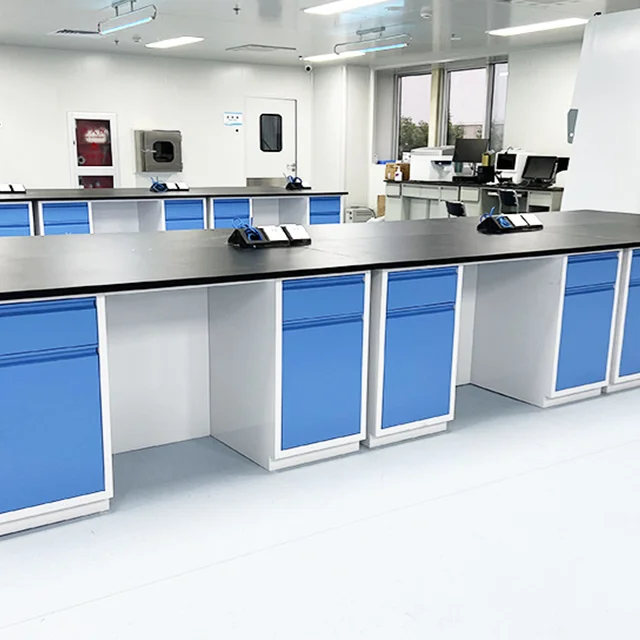 High quality USA standard steel and wood structure science lab furniture Island Lab Bench