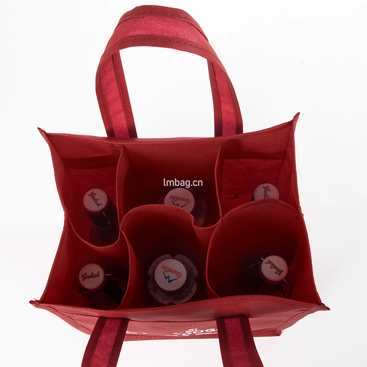 Wholesale 6 Bottle Non Woven Wine Bag Custom Logo