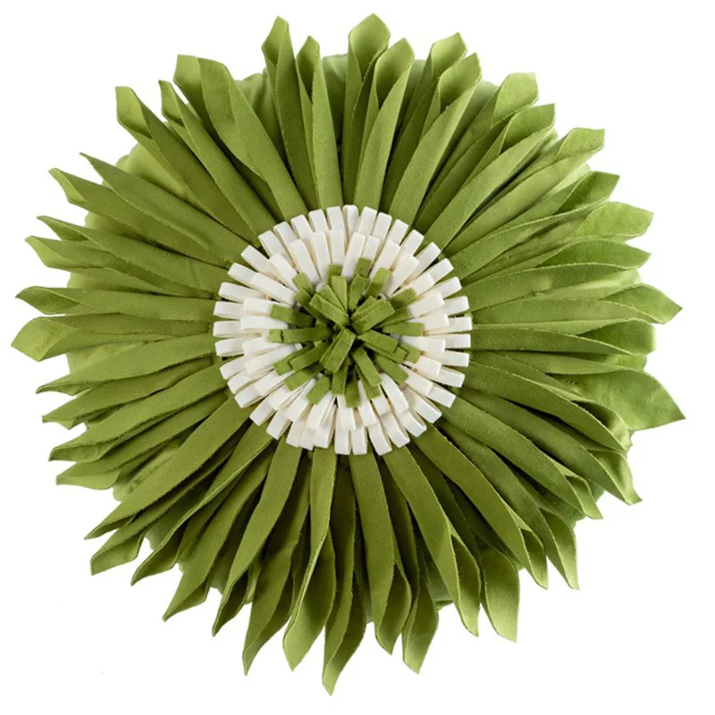 Velvet Colorful 3D Sunflower Throw Round Pillow Cover Handmade Pillowcase Cushion Cover Home Decorative