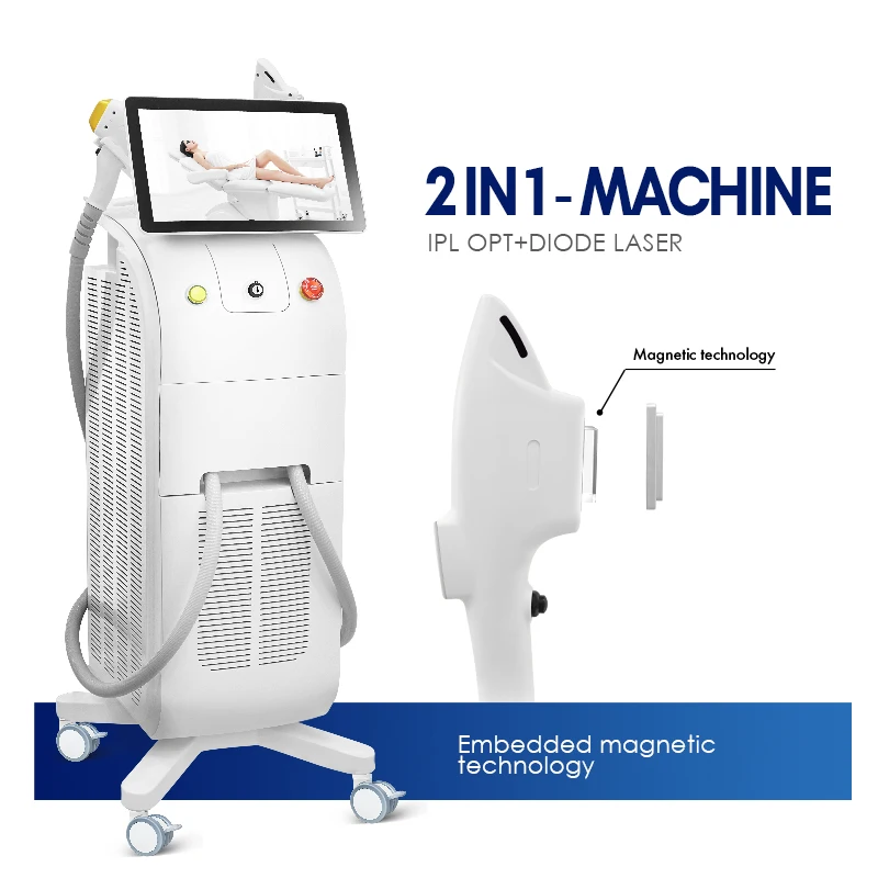 2024 IPL + Diode laser 4 wavelengths titanium  ice hair removal unlimited flashes skin care machine