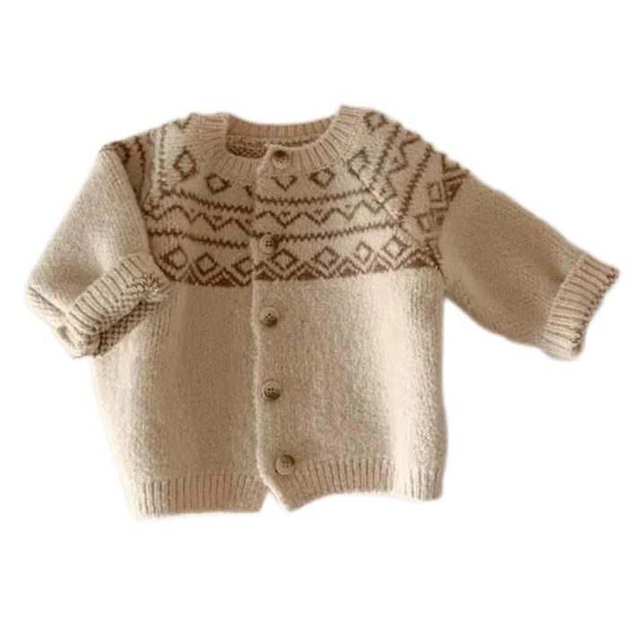 Custom pattern children Knitted cardigans 100% cotton baby sweater winter warm knitted cardigan