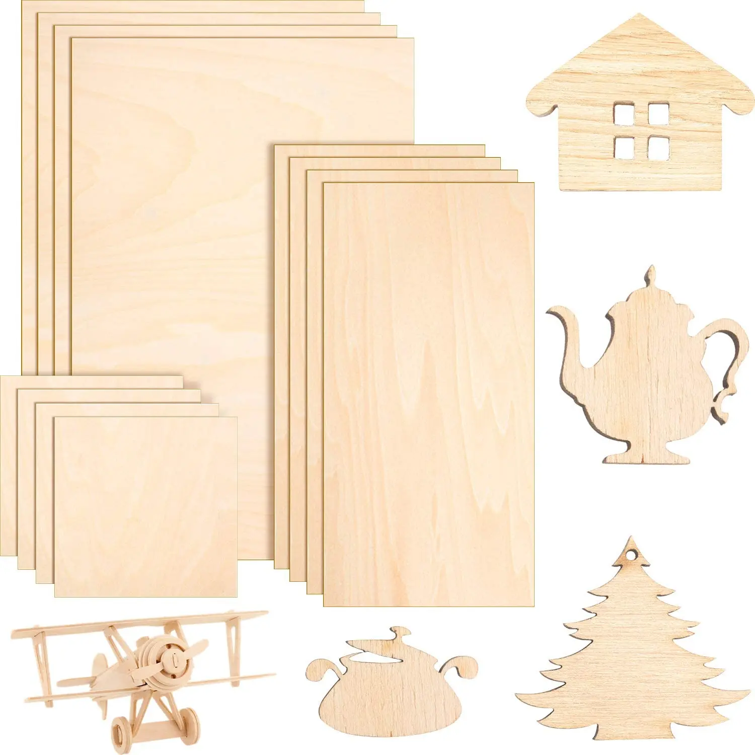 Laser Cut Plywood Sheets in 3mm 4mm 6mm Thickness Basswood/Poplar/Birch E0 Formaldehyde Emission Standards