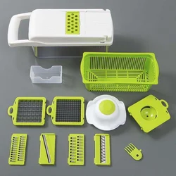 factory direct Kitchen multi 12 In 1 manual mandoline fruit vegetable cutter onion dicer  veggie slicer vegetable chopper