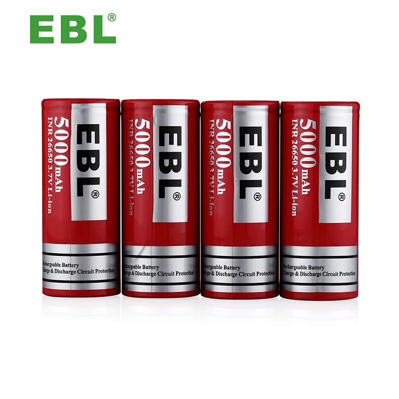 Перезаряжаемая батарея EBL 26650 перезаряжаемая литий-ионная 5000 мАч 3 7