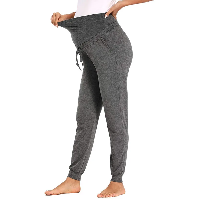 OEM Relaxed Fit Pantalones Casual Sports Women Plain Solid Pregnant Track Pants Comfortable Ladies Cotton