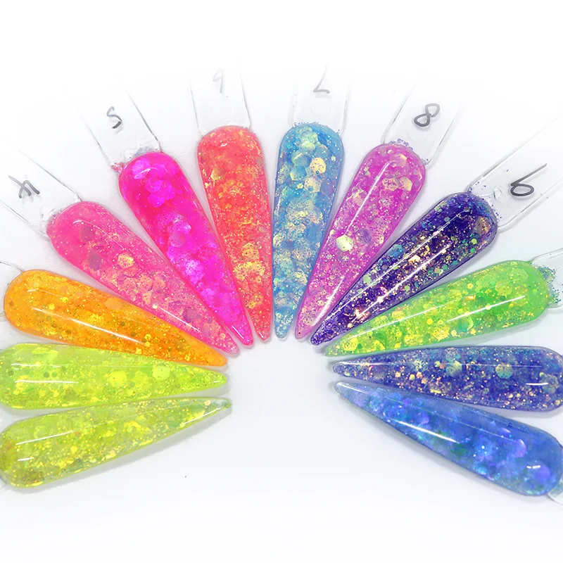 15G/bottle 12 Colors Glitter Colored Acrylic Powder for Nails DIY Art Design 3D Manicure Extension Gifts for Women and Girls