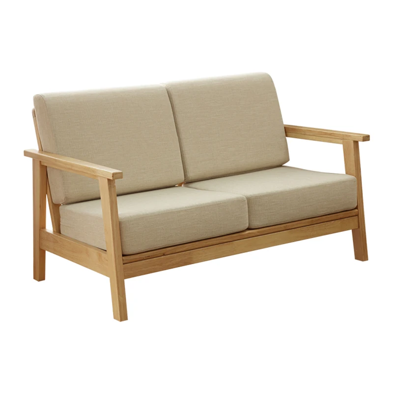 
2seater nordic style modern furniture wooden sofa comfortable fabric living room 