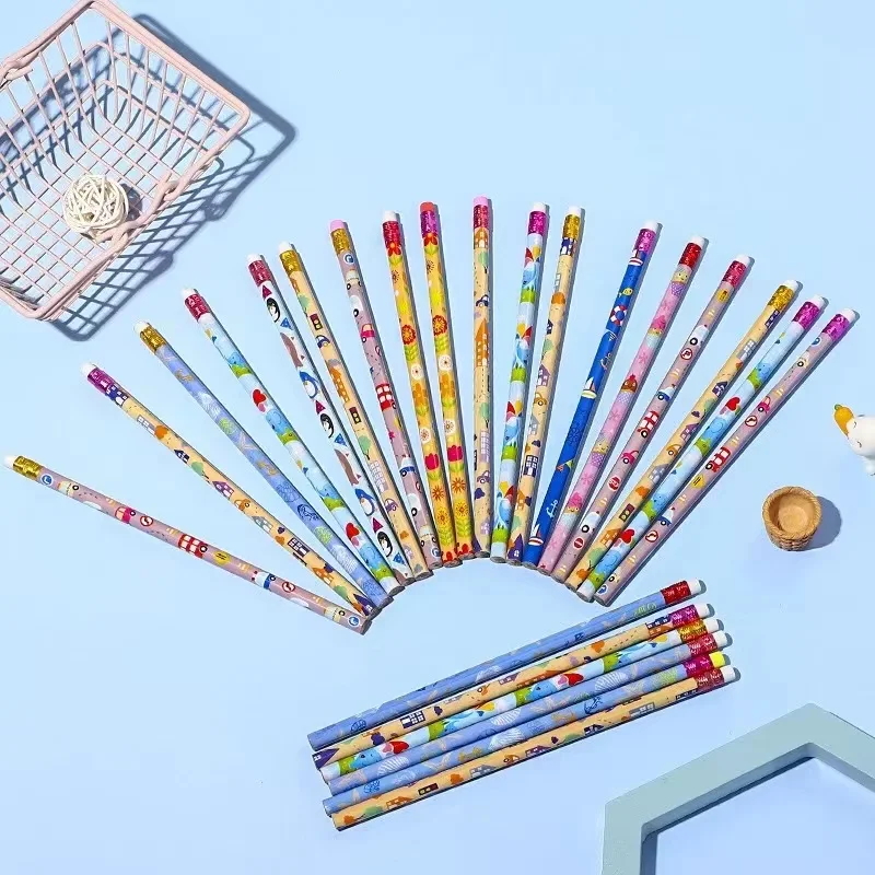 student nice pencil with eraser China stationary factory cheap wholesale black wooden pencil custom HB wood pencil for OEM