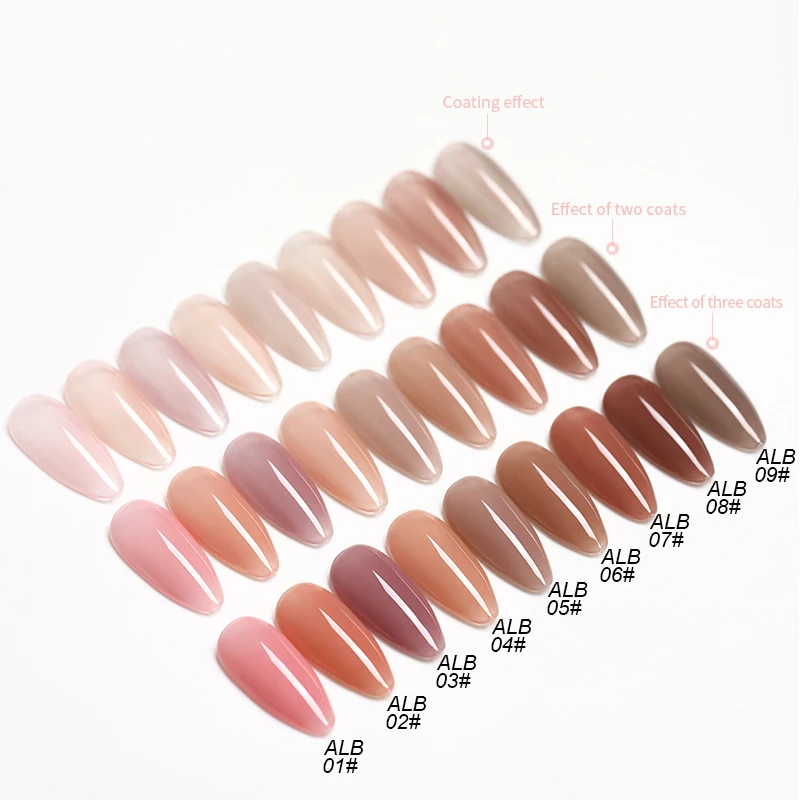 ALB Bare Ice Powder Soak Off UV LED Gel Nail Polish Natural Sheer Pink Color Gel