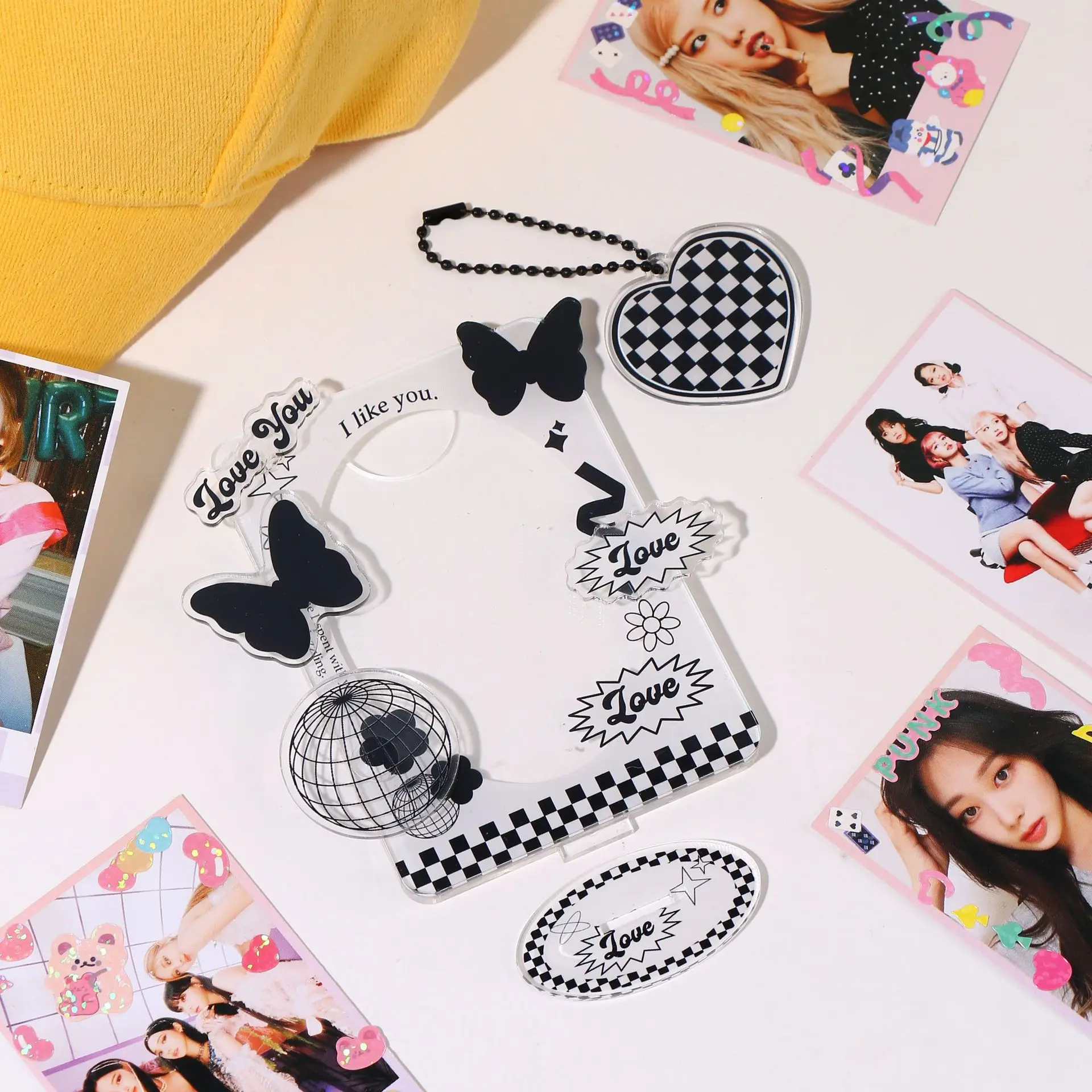 DIY custom acrylic accessories post card holder desktop card holder Lide shoot Kpop protection cardholders with stand