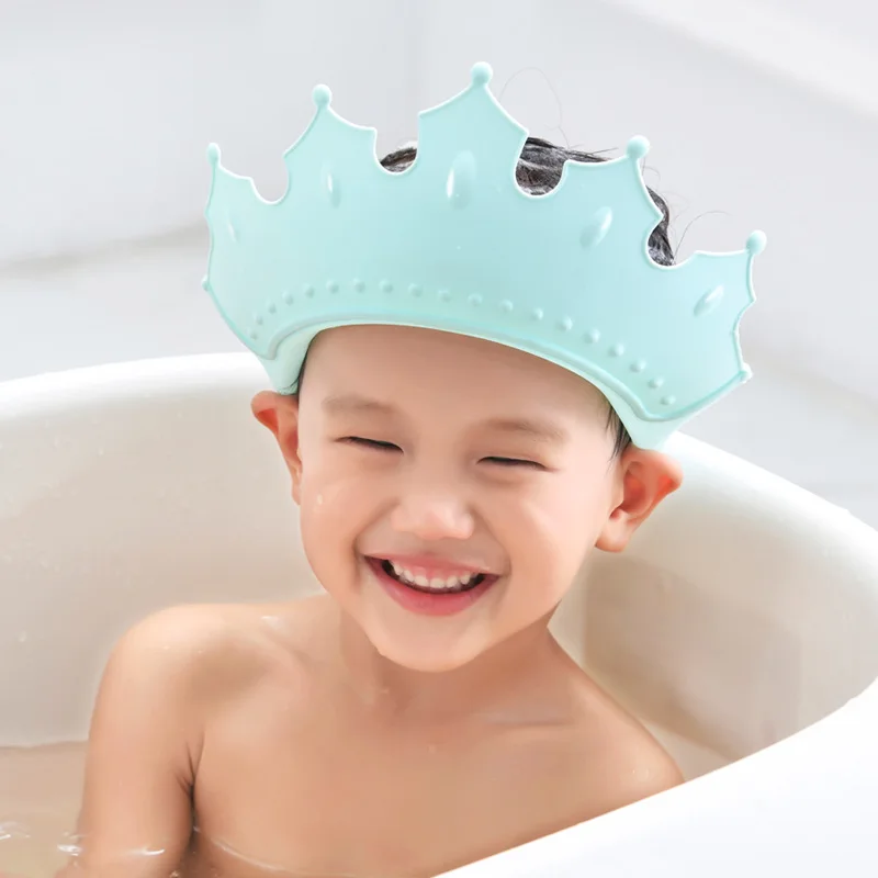 wholesale baby eye ear protector soft adjustable shampoo cap baby crown bathng hat children waterproof shower hair cap
