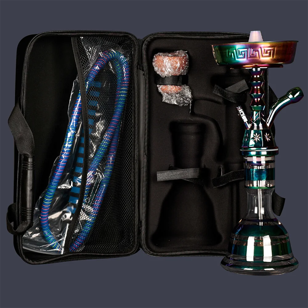 55 см золотой и Радужный цвет цинковый сплав Египетский кальян Sheesha причудливый стеклянный с подарочной коробкой