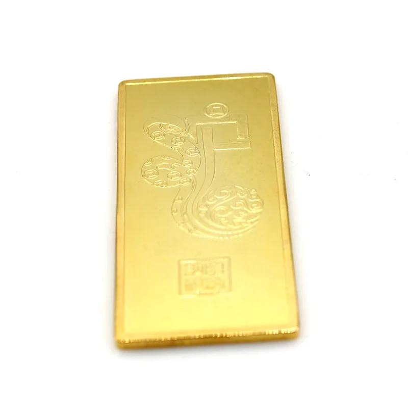 Wholesale Brass Simulation 999 Gold Bar Metal Handicraft Gifts Solid Props Gold Plated Bullion Copper Gold Bar