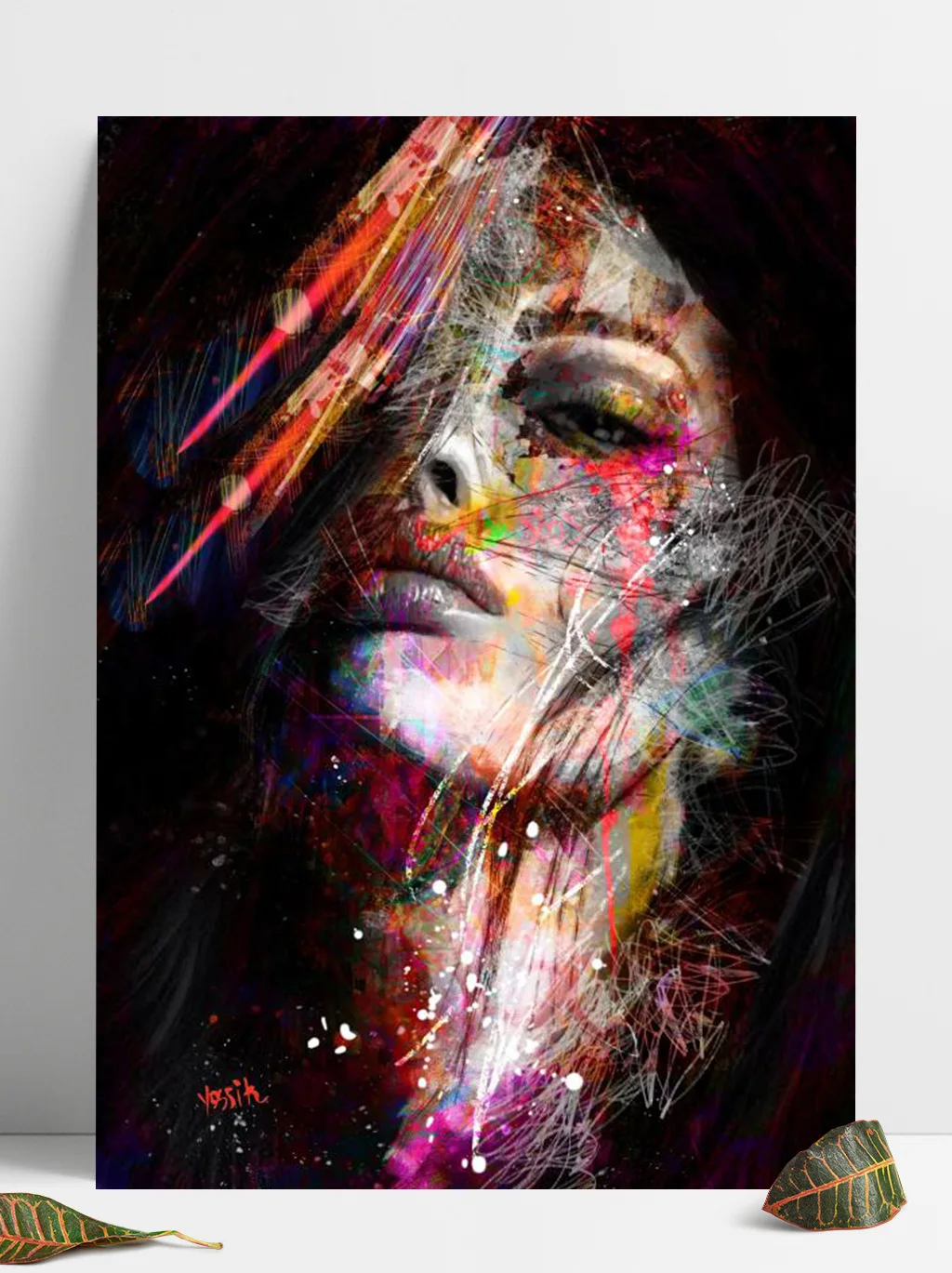 Hot sale decorative figure painting large size waterproof canvas crystal porcelain painting