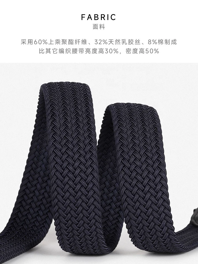 Wholesale Knit Web Weave Woven Cotton Golf Polyester Fabric Unisex Adjustable Women Men Elastic Braided Stretch Belt