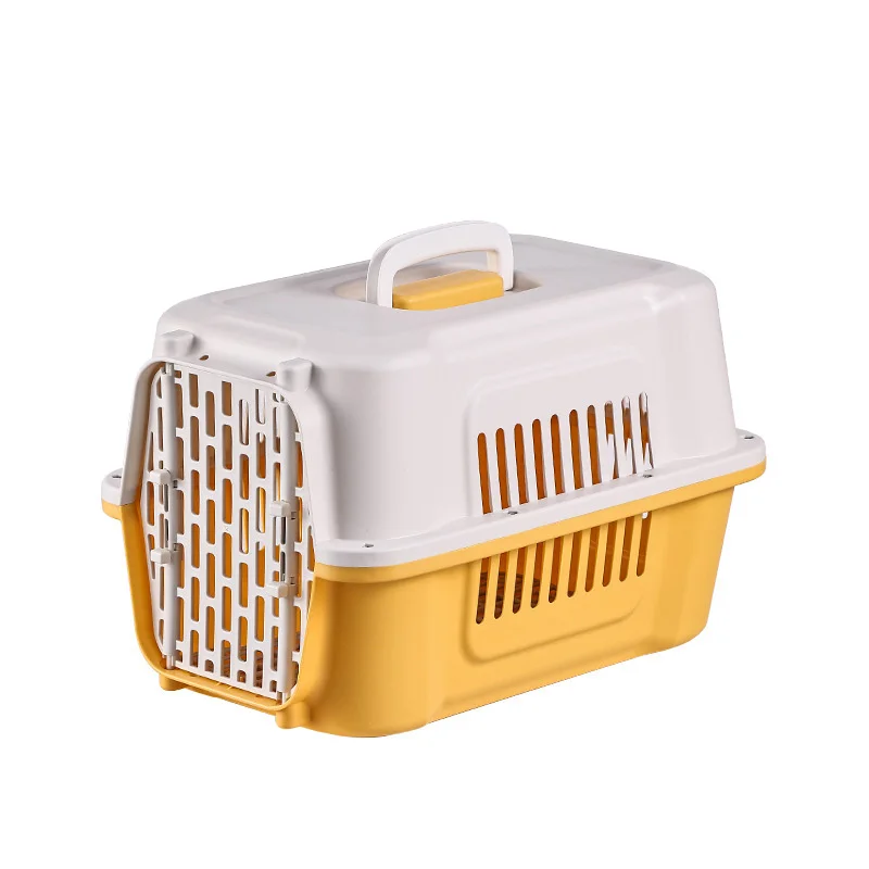 Outdoors Colourful Plastic Door Lock Breathable Cat Air Box Portable Pet Travel Carrier Cat Dog Flight Case