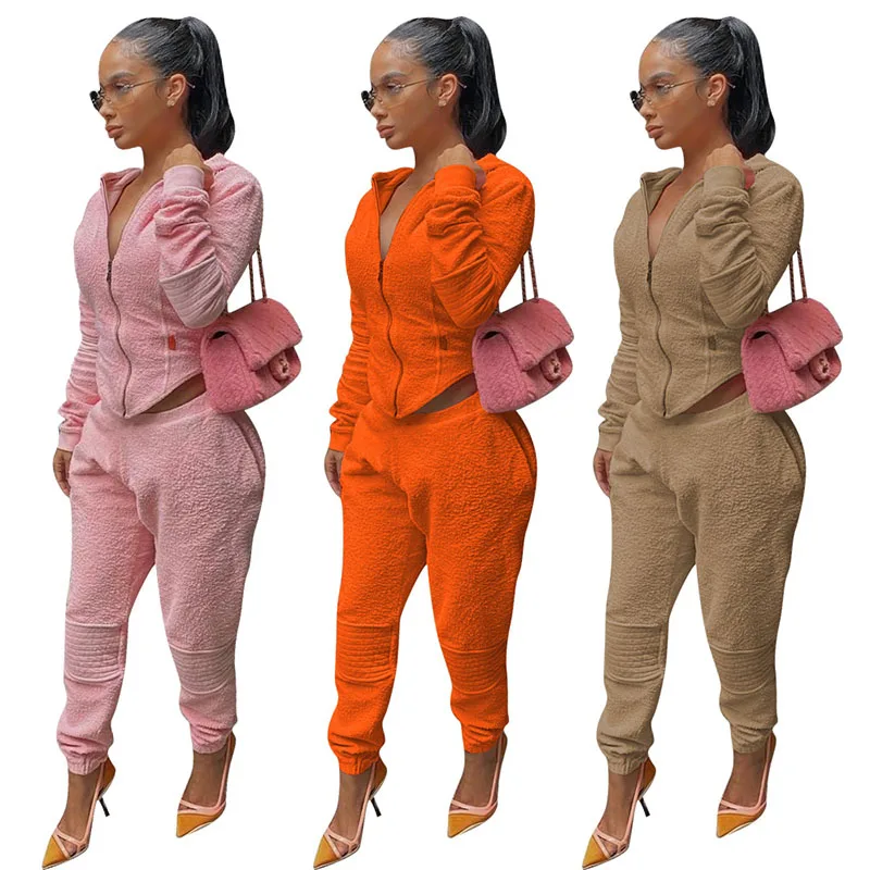 Winter Women Tracksuits Sports Suits Plus Velvet Hoodies Sweatshirts Pants Running Set Fleece Sportswear Warm Thicken Clothing