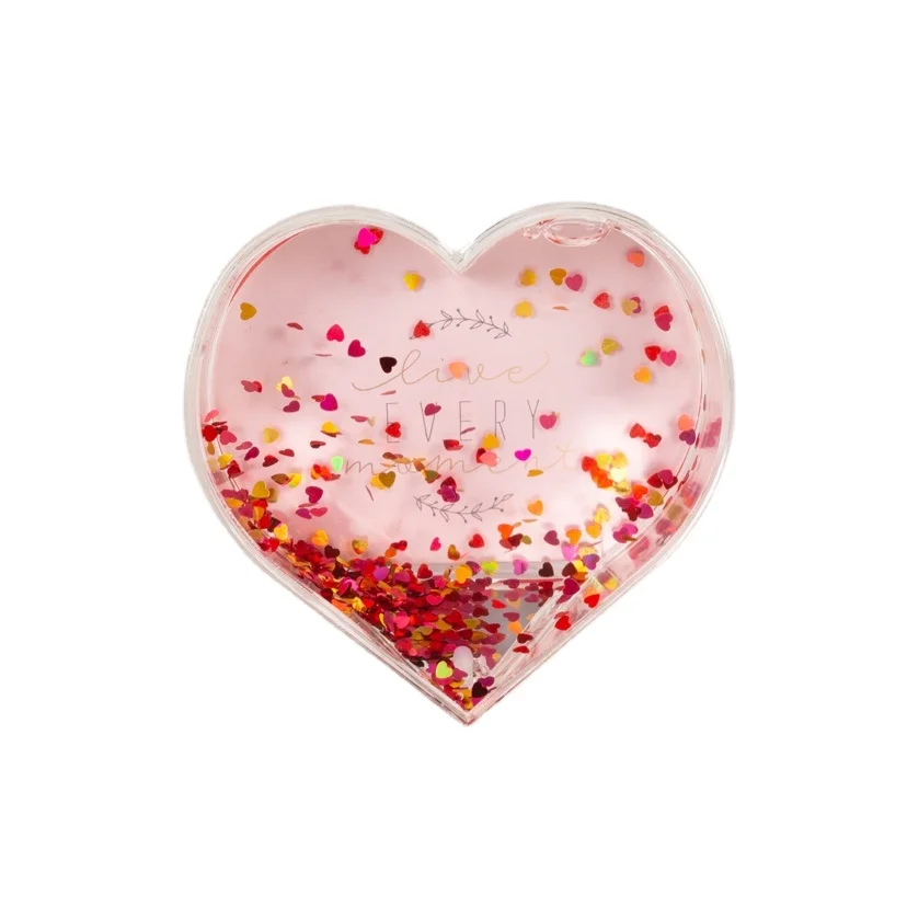 SOFINE Hot Sales Heart shape water polo love flash floating liquid photo frame for home decor
