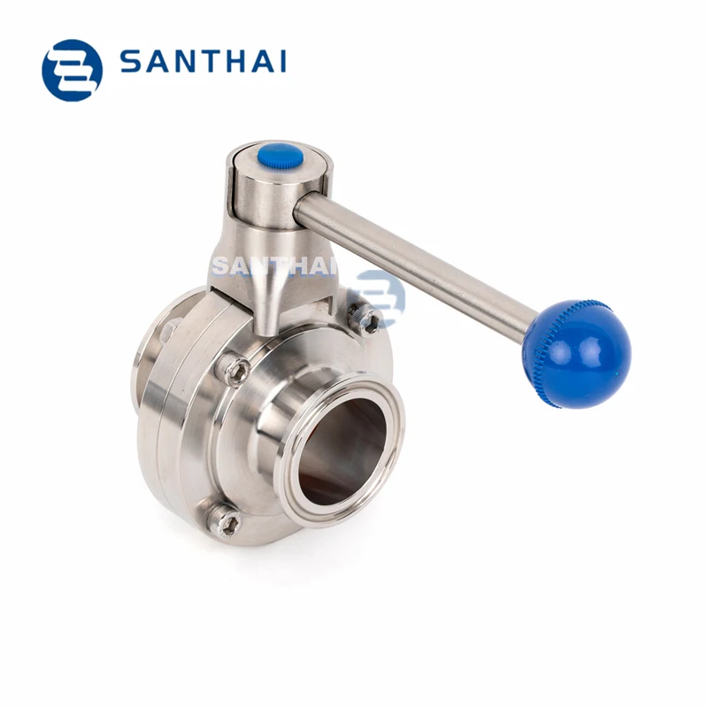 SANTHAI Pull Rod Handle SS304/316L Sanitary Threaded Butterfly Valve (SMS)