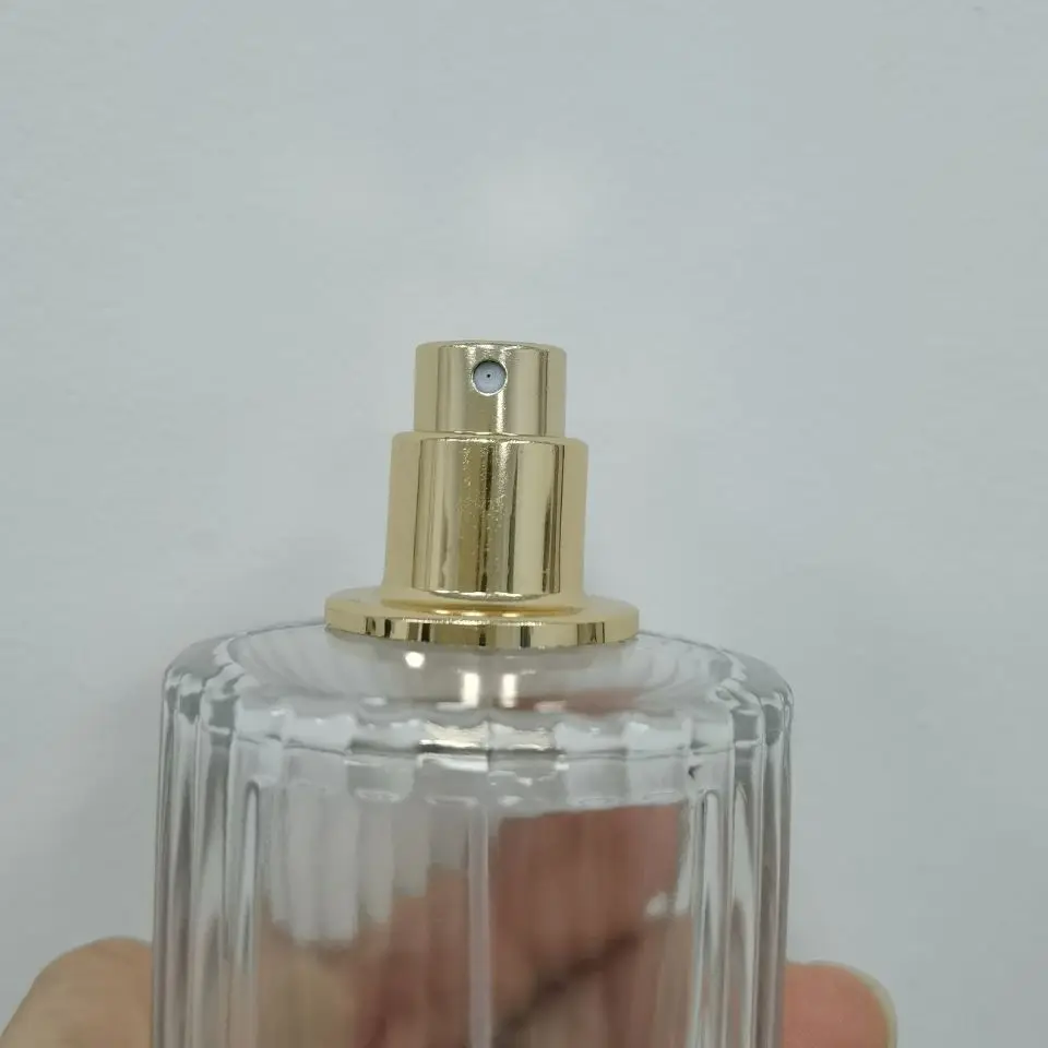 Custom Logo Luxury Glass Spray Bottle 30ml 50ml Cylindrical Shape Clear Crimp Perfume Bottle