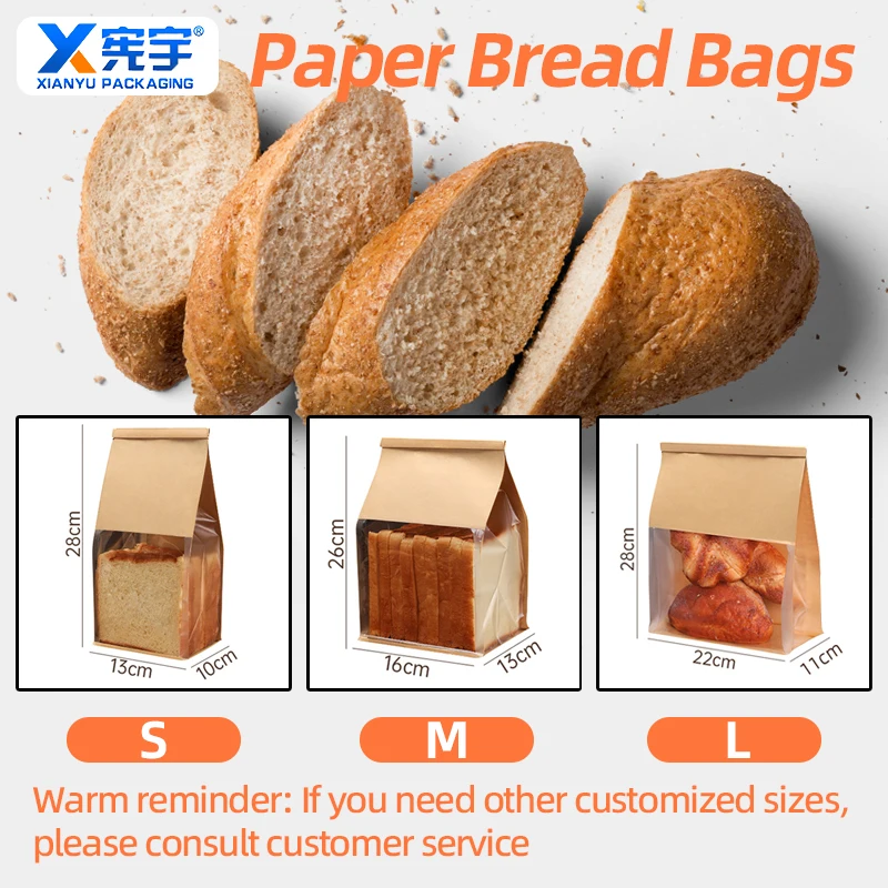 Kraft Paper Toaster Bread Bag Heat Resistance Toaster Bag For Grilled Cheese Reusable Sandwich Toast Bread Pouch With Window