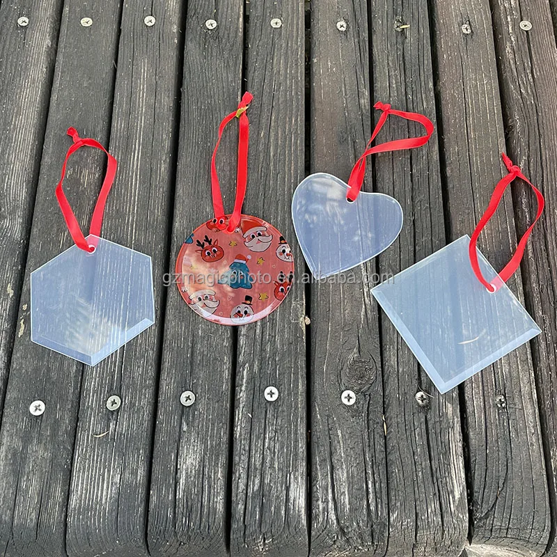 3 inch Sublimation Christmas Ornaments Blanks Frosted Glass Christmas Ornament 2023 Xmas Tree Ornaments