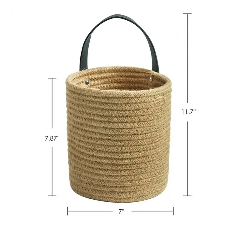 2 Pack Wall Hanging Rope Basket Jute For Bananas Hand Woven Fruit Tassel Vintage Plates Bedroom Decoration Flowers