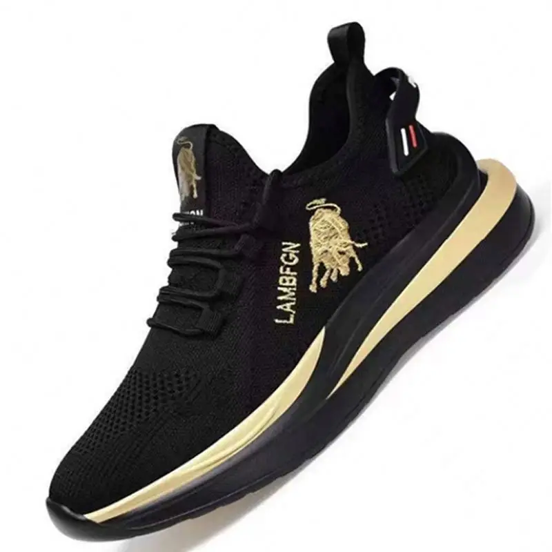 fashion Manufacturer Cheap Autumn Outdoor Breathable Walking Style Shoes Running Non-slip Comfortable Black Sneakers for Men
