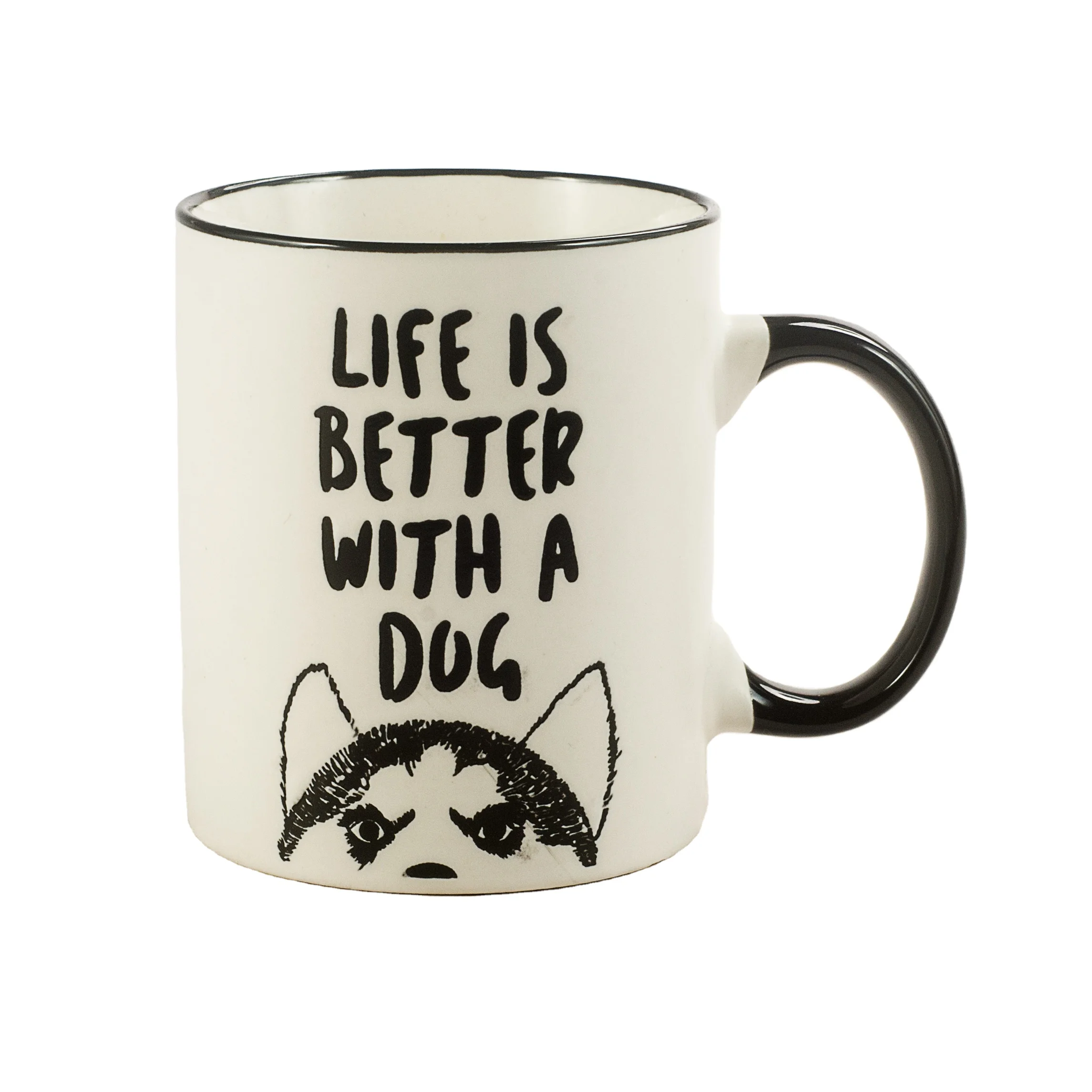 11oz black and white tea coffee cat dog cup matte mugs with logo customize