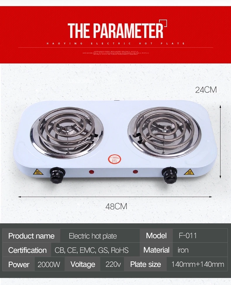 1000W Stainless Steel Electrical Cooking Single Burner Hot Plate